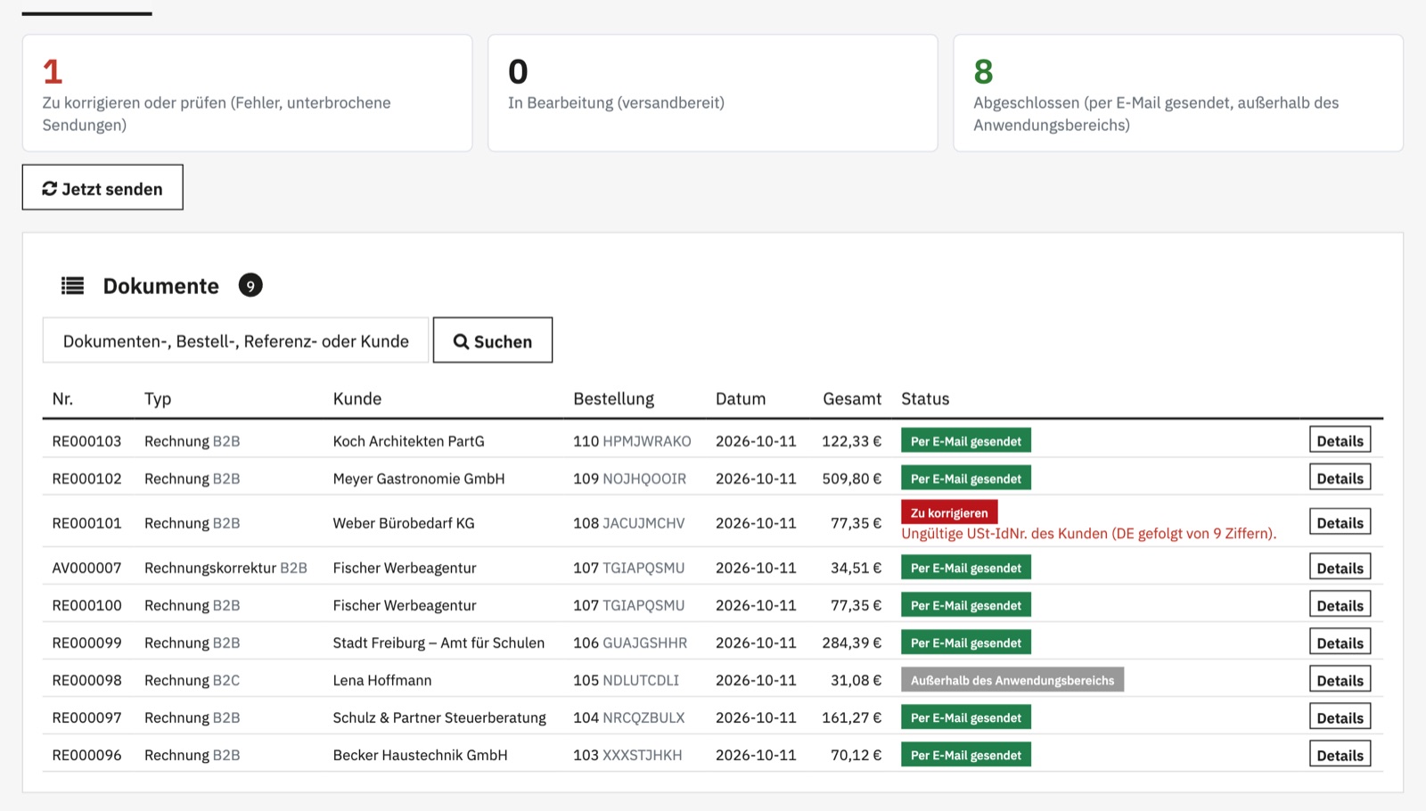 Rechnungsverfolgung im PrestaShop-Backoffice