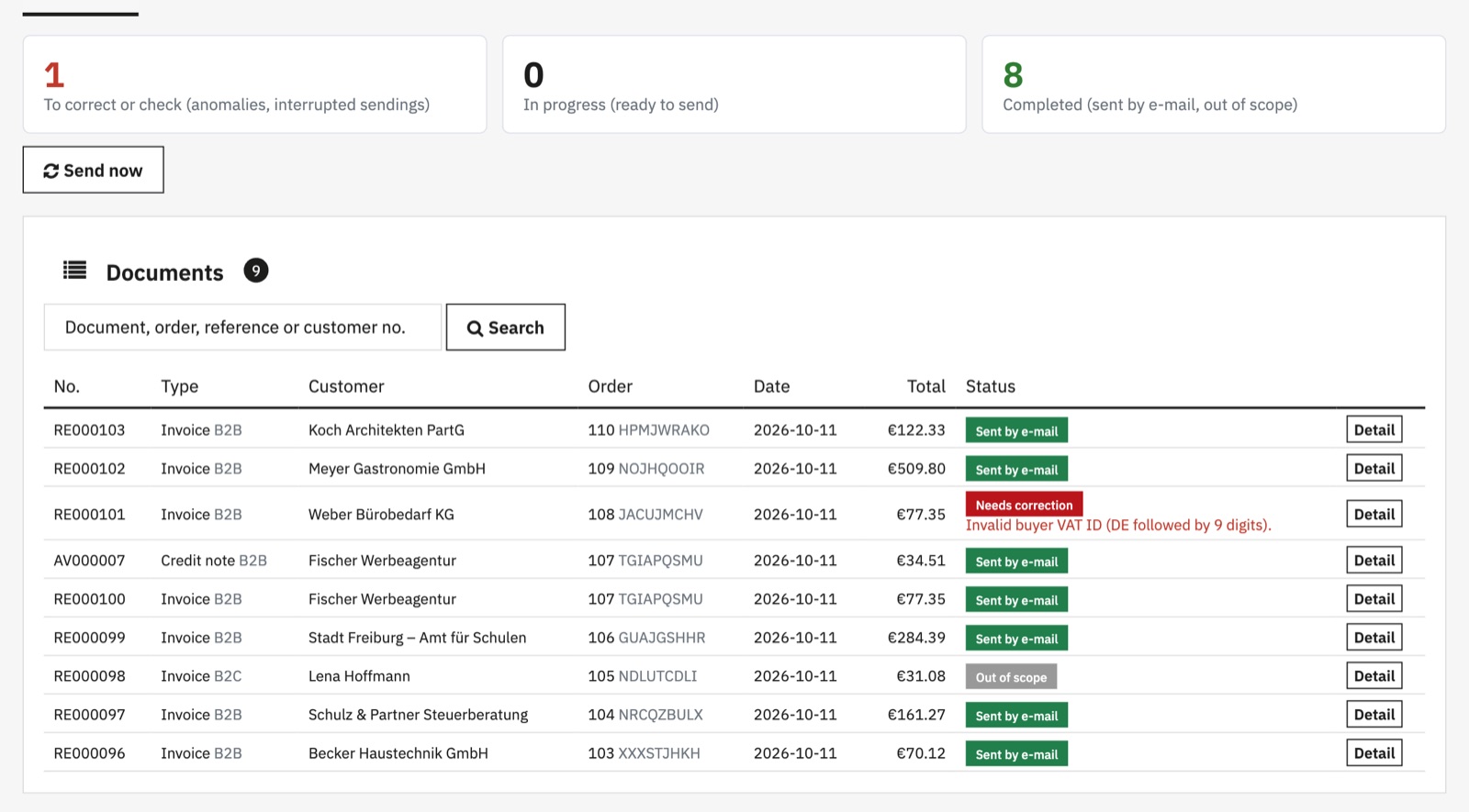 Invoice tracking in the PrestaShop back office